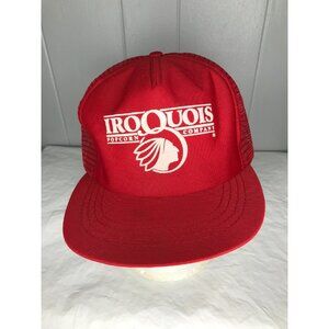 Vintage Iroquois Popcorn Company Indian Trucker mesh snapback hat cap Made USA